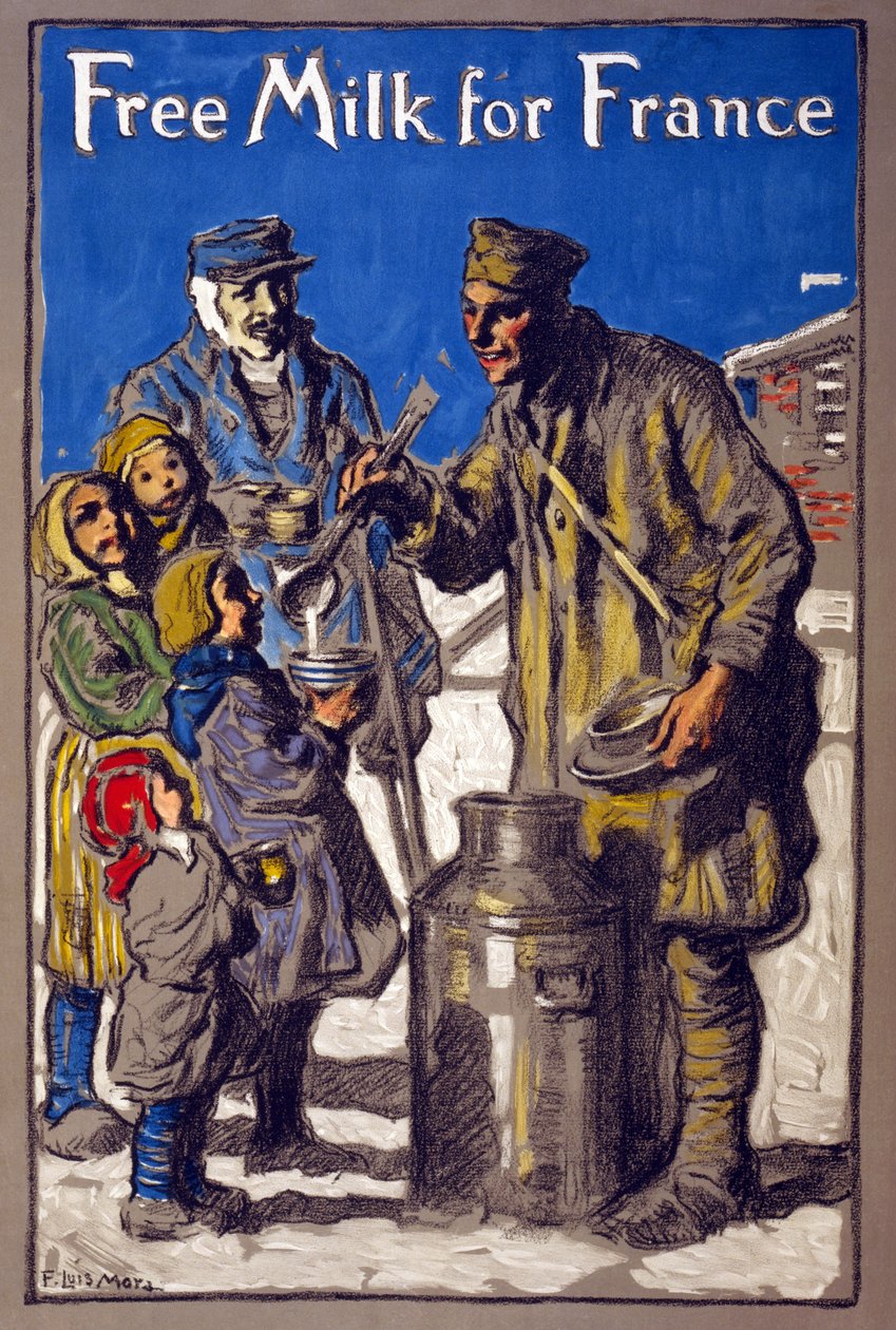 Gratis melk voor Frankrijk, 1918 door Francis Luis Mora