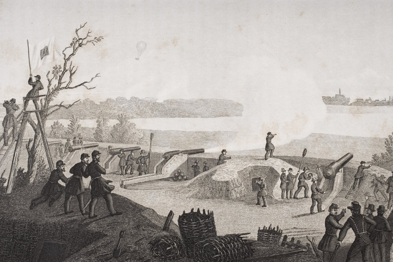 Het beleg van Yorktown, Virginia tijdens de Amerikaanse Burgeroorlog door Francis Schell