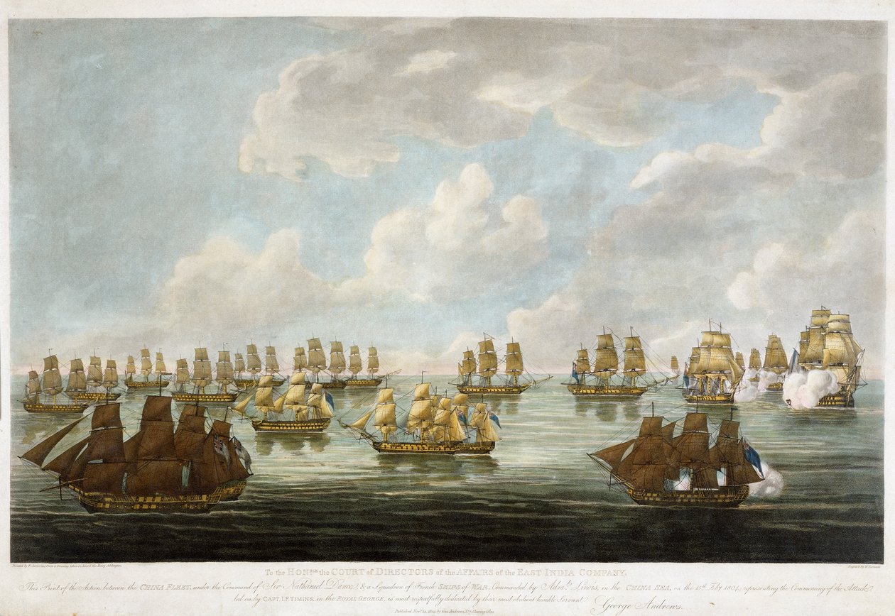 Actie tussen de China Vloot en een Franse eskader op 15 februari 1804 door Francis (after) Sartorius