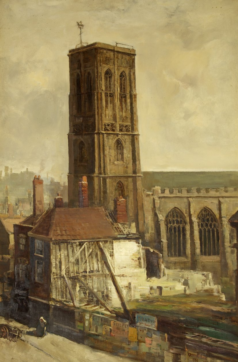 Uitzicht op Temple Church door Francis Abel William Taylor Armstrong