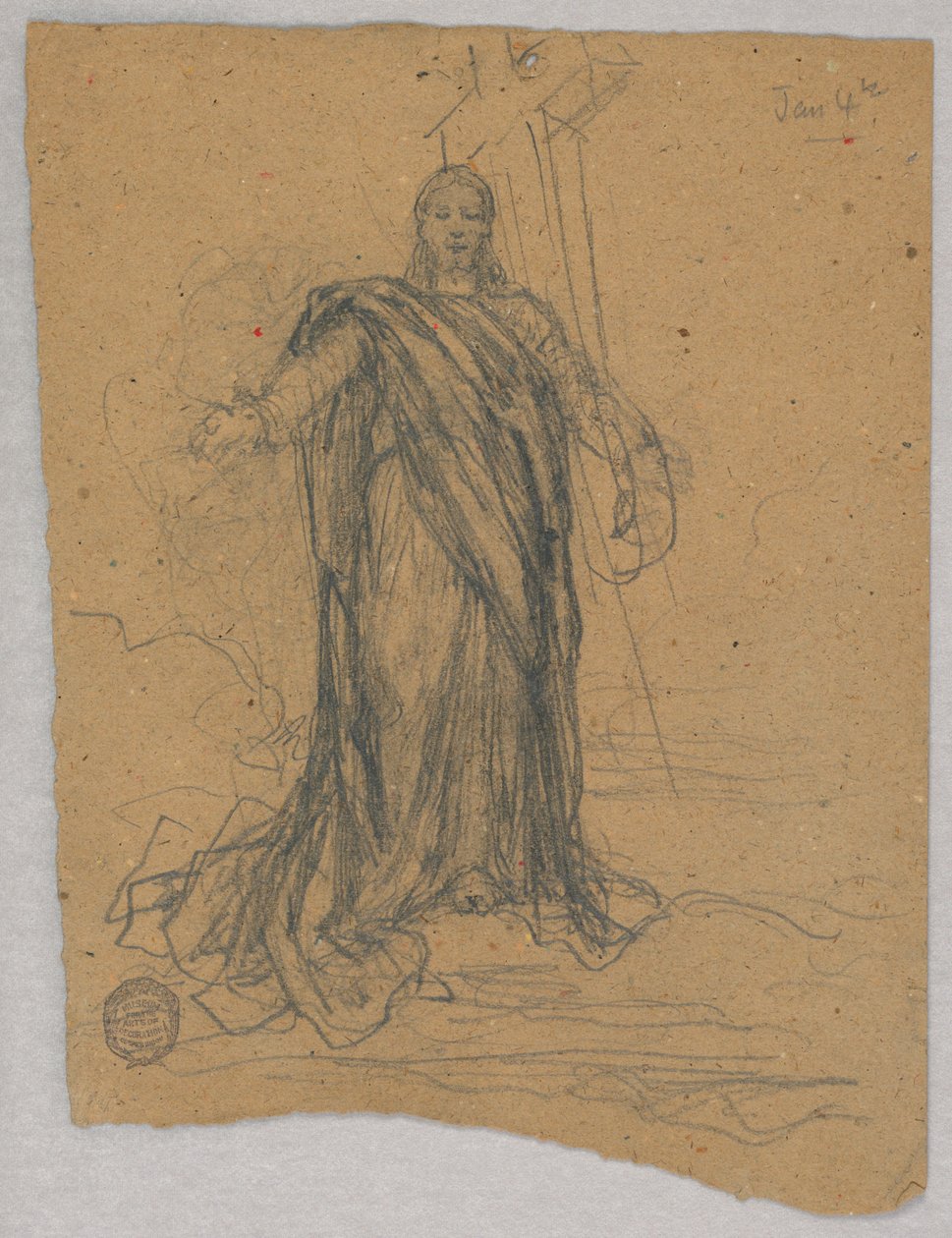 Schets voor centrale figuur in de Hemelvaart door Francis Augustus Lathrop