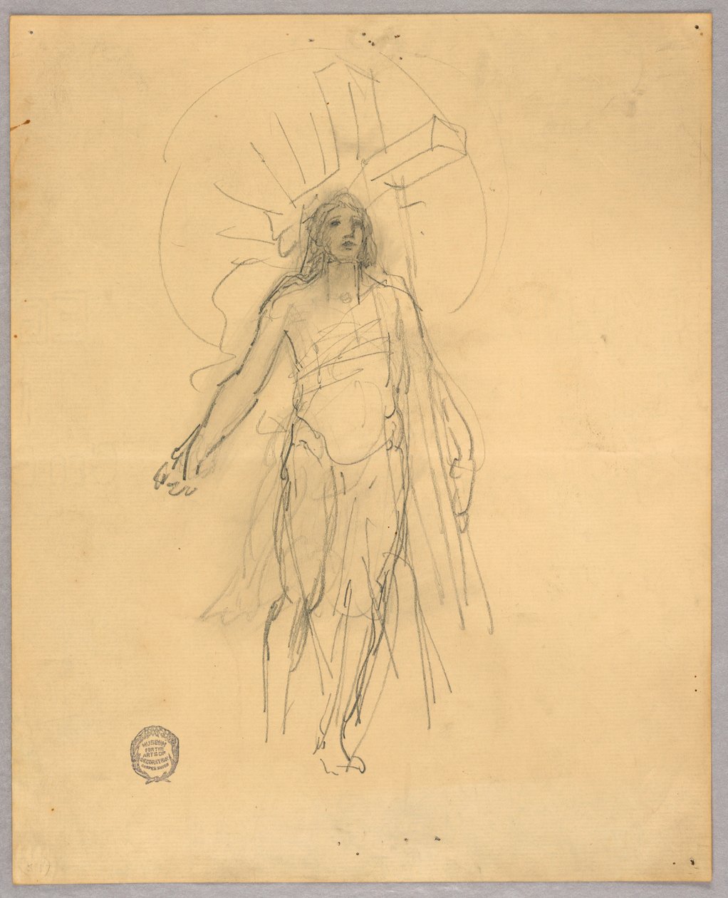 Schets voor centrale figuur in de Hemelvaart door Francis Augustus Lathrop