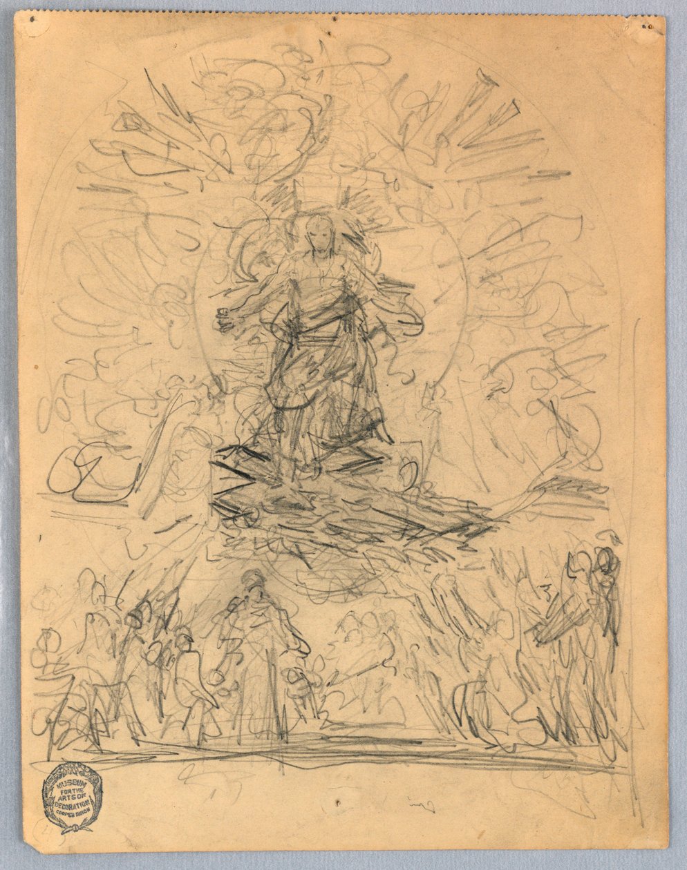 Schets van Figuur aan een Kruis door Francis Augustus Lathrop