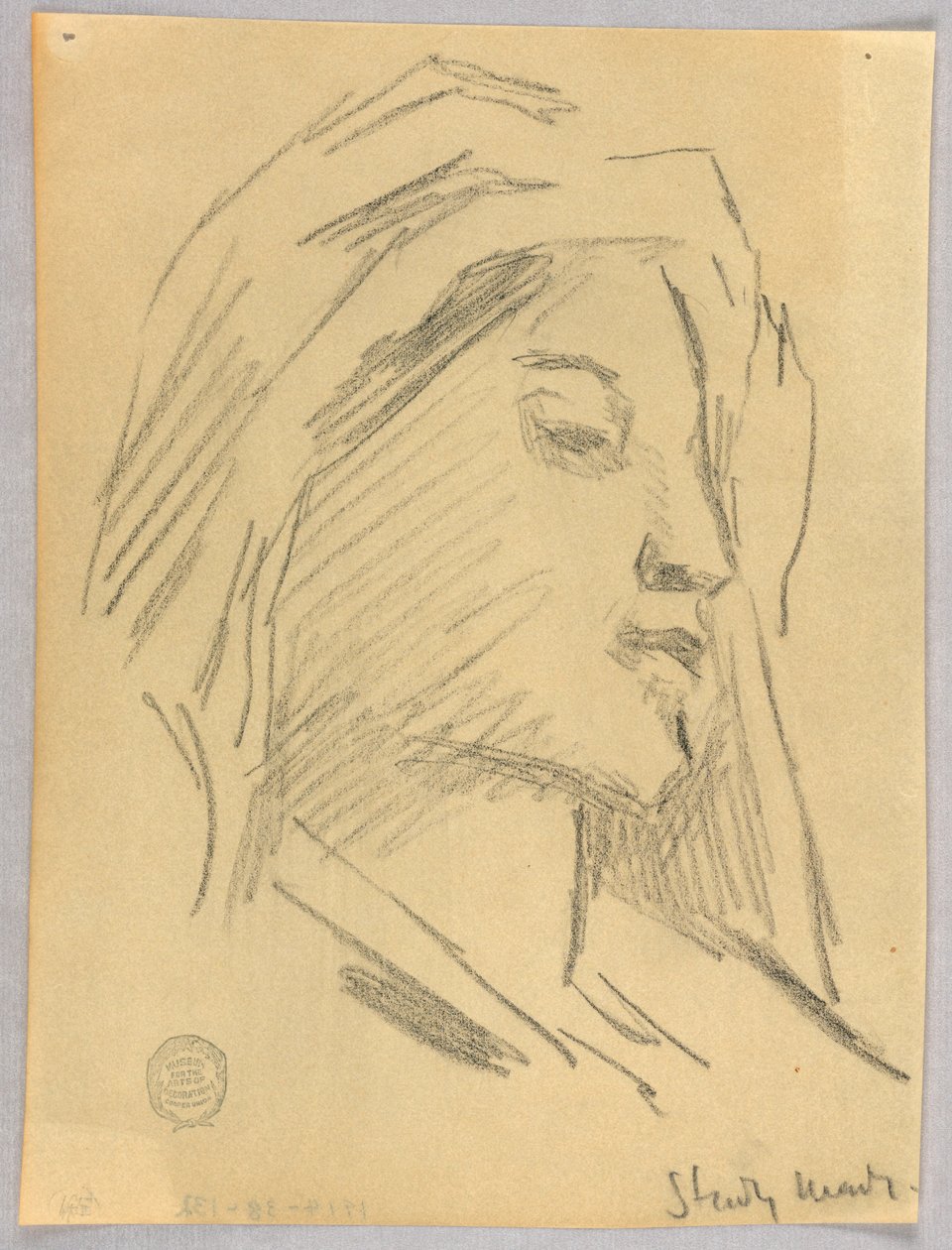 Schets van Vrouwenhoofd door Francis Augustus Lathrop