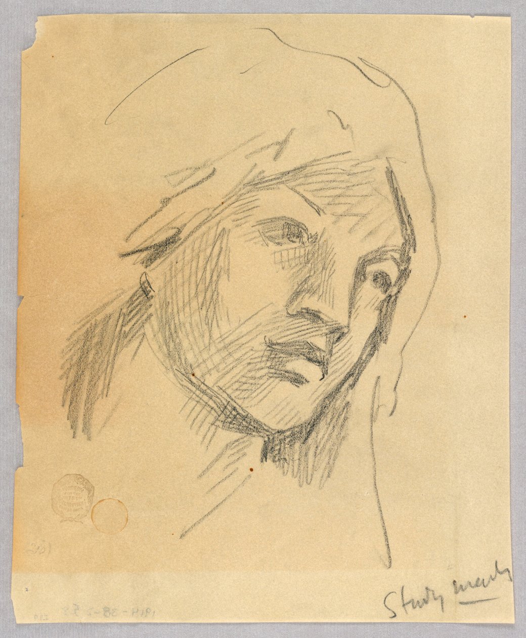 Schets van een vrouwenhoofd door Francis Augustus Lathrop