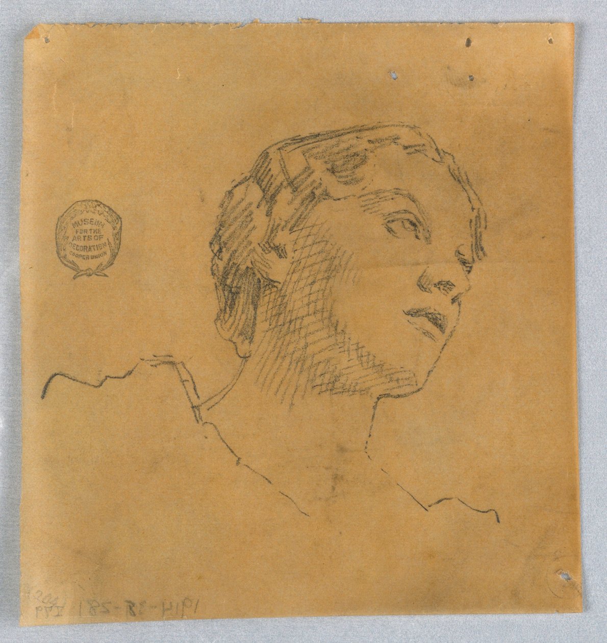 Schets van een vrouwenhoofd door Francis Augustus Lathrop
