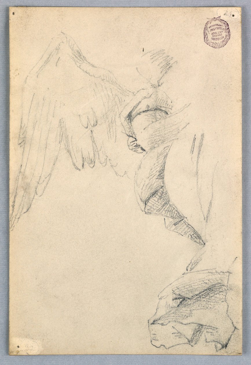 Schets met Vleugels en Draperie door Francis Augustus Lathrop