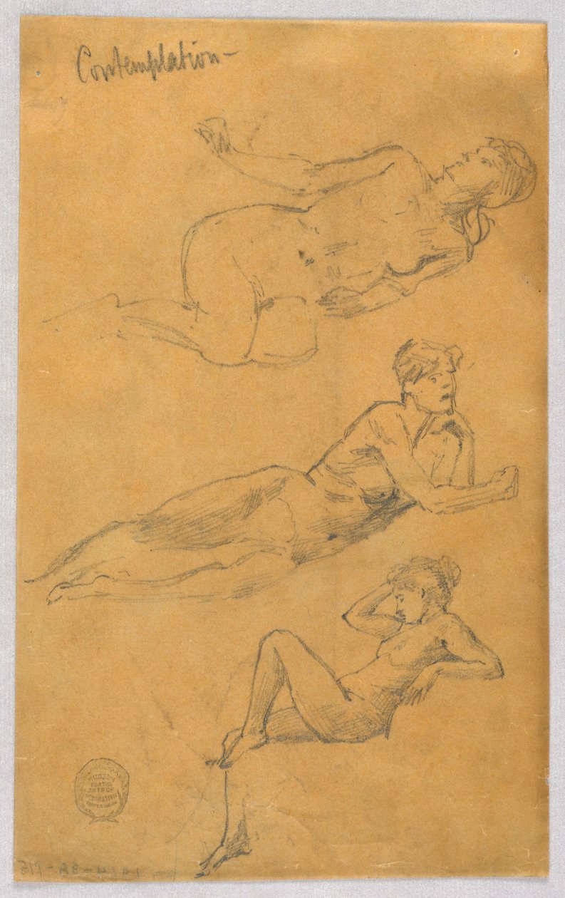 Drie schetsen van vrouwelijke naakten door Francis Augustus Lathrop