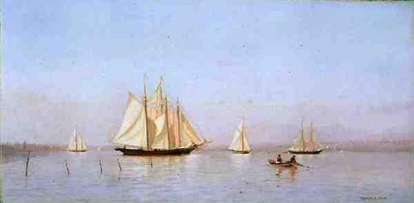 Haverstraw Bay aan de Hudson door Francis Augustus Silva