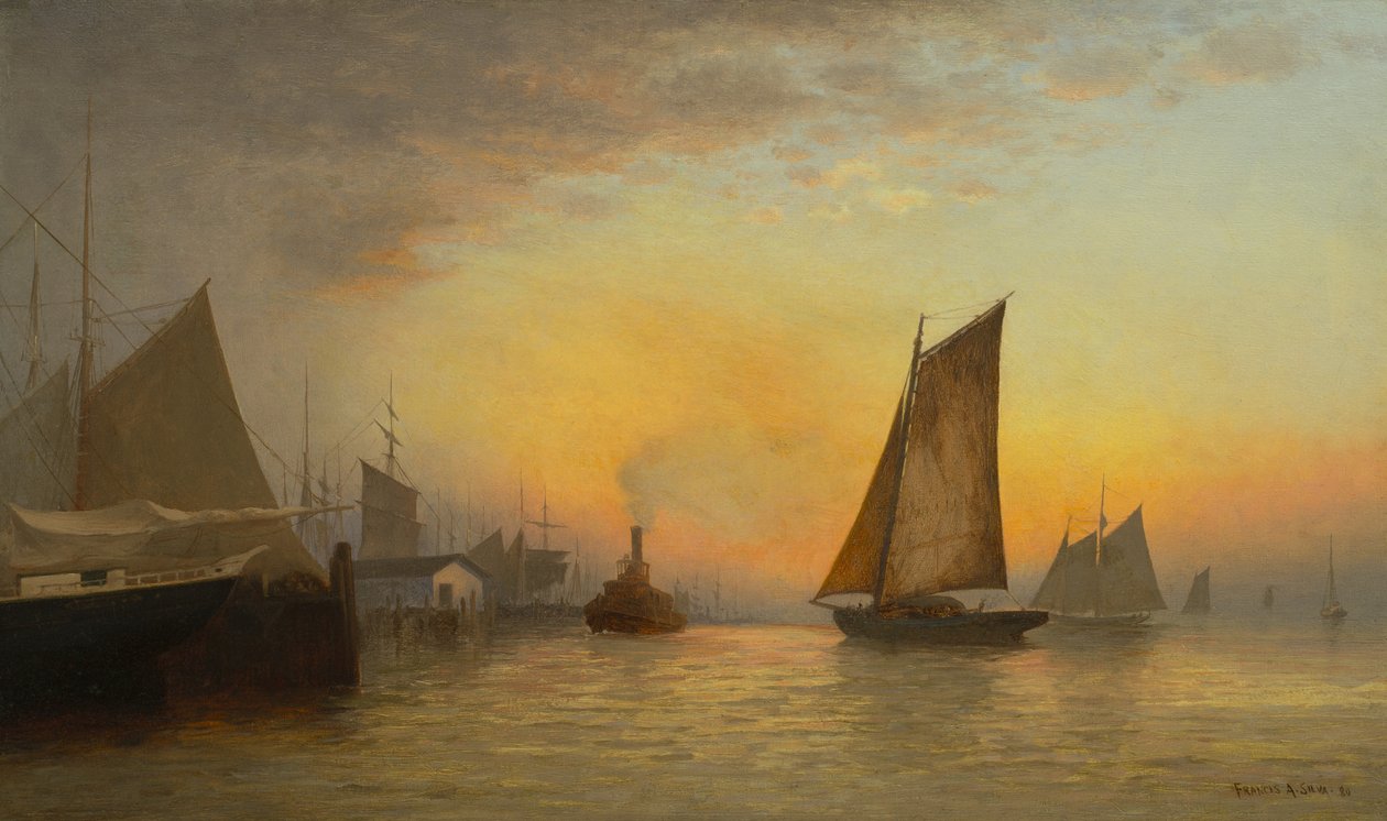 New York Harbor, 1880 door Francis Augustus Silva