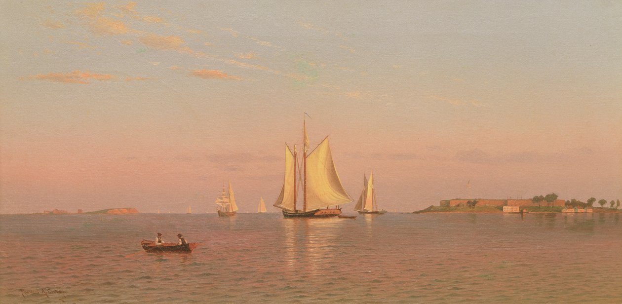 Uitzicht op de haven van Boston bij Castle Island door Francis Augustus Silva