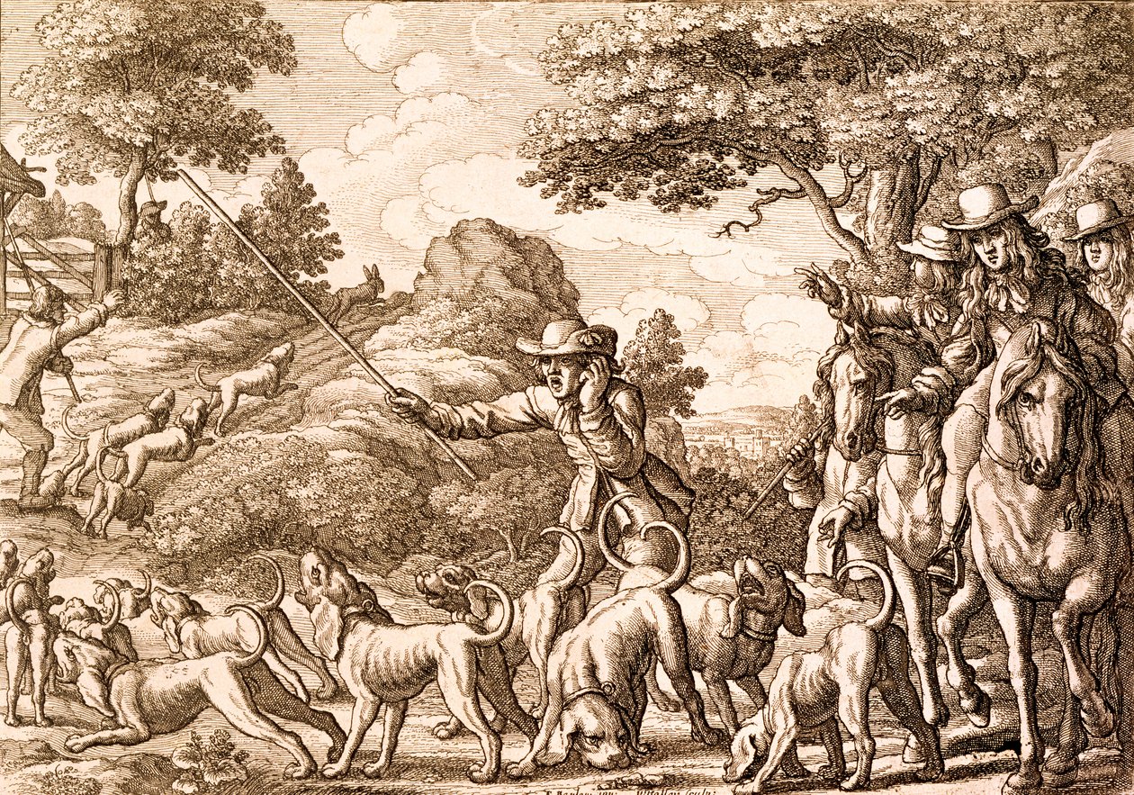 Hazenjacht, gegraveerd door Wenceslaus Hollar, 1671 door Francis Barlow
