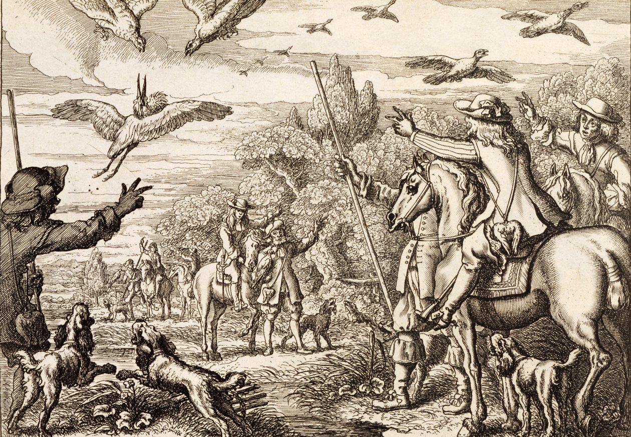 Reigerjacht, gegraveerd door Wenceslaus Hollar, 1671 door Francis Barlow