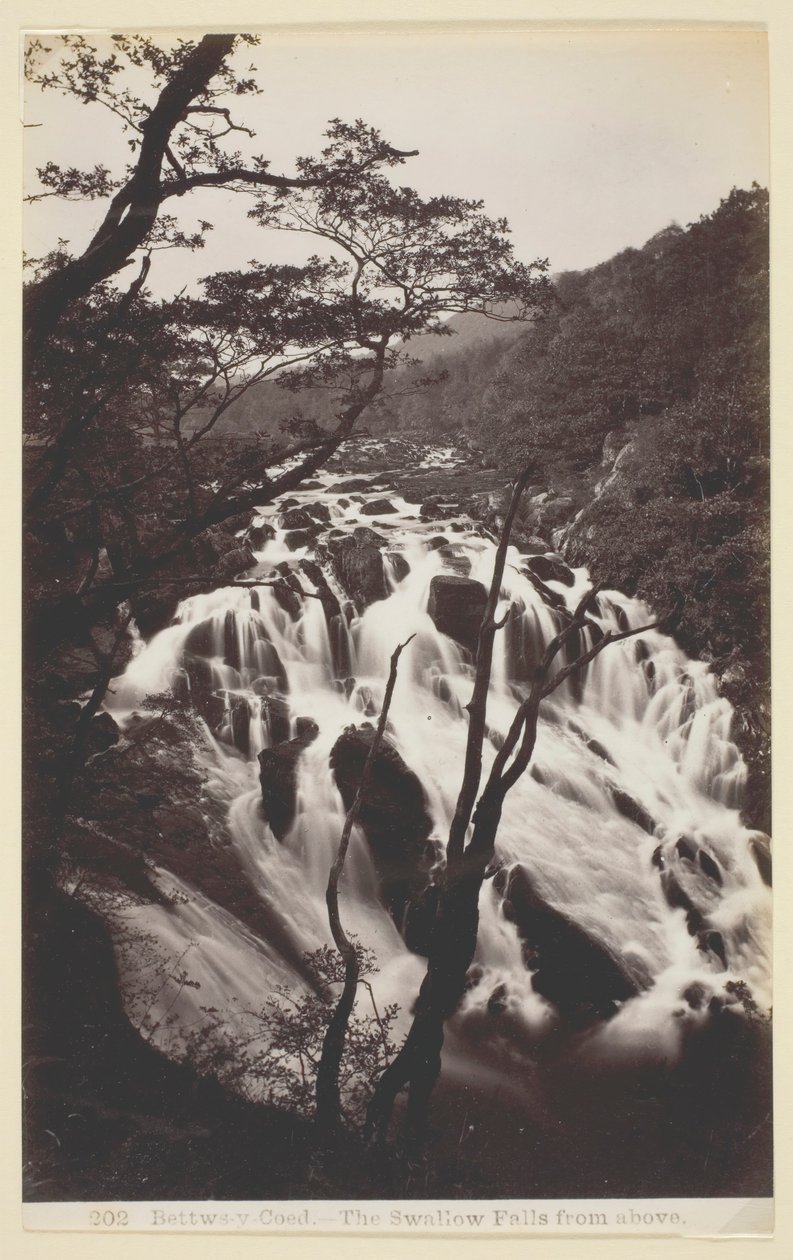 Bettws-y Coed, De Zwaluw Watervallen van Boven, 1860-94 door Francis Bedford