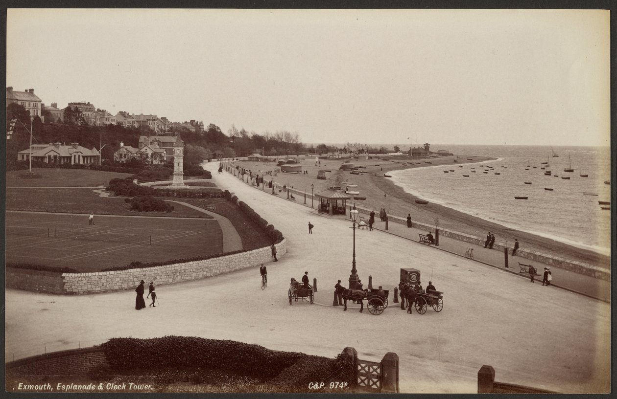 Exmouth, boulevard en klokkentoren door Francis Bedford