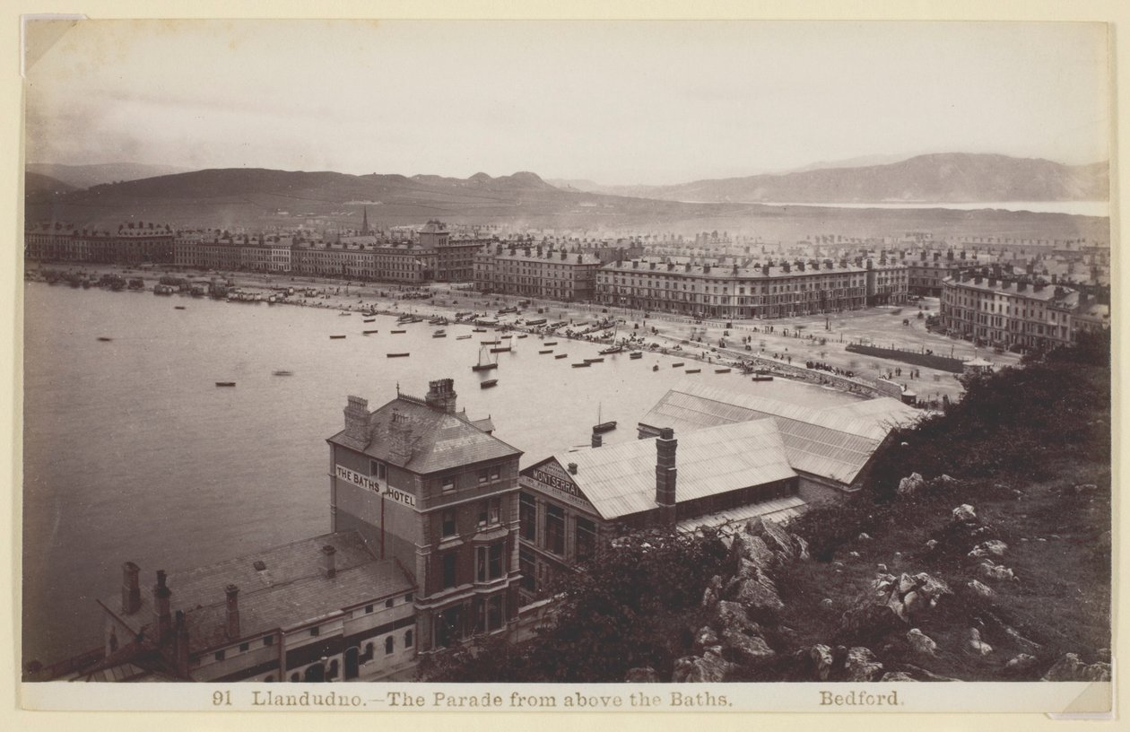 Llandudno - De Parade van boven de Baden door Francis Bedford