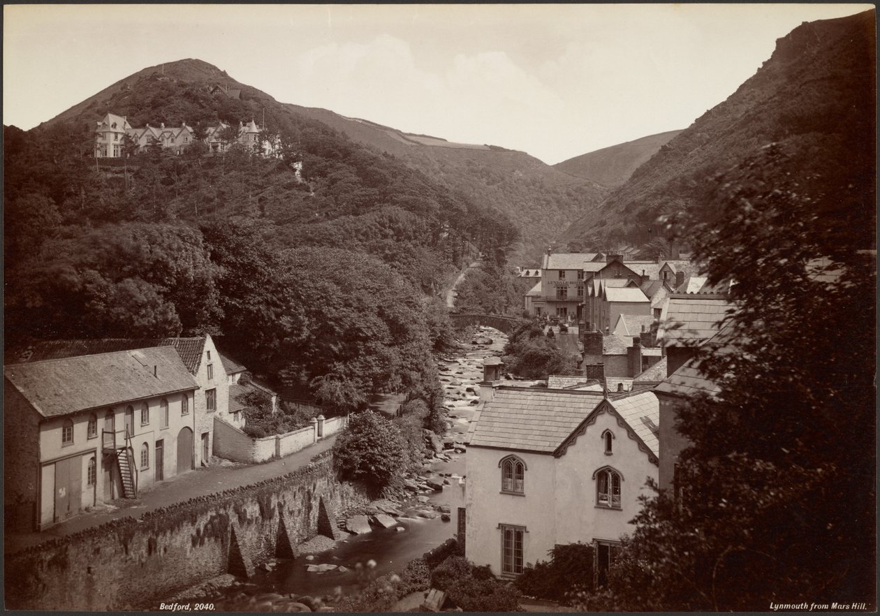 Lynmouth vanaf Mars Hill door Francis Bedford