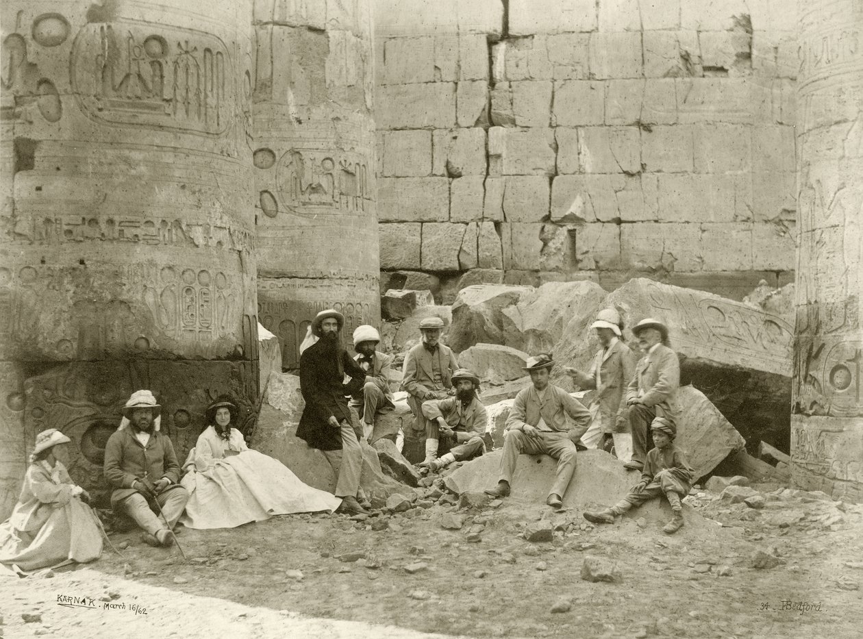 Feest van de Prins van Wales in de Tempel van Karnak, 1862 door Francis Bedford