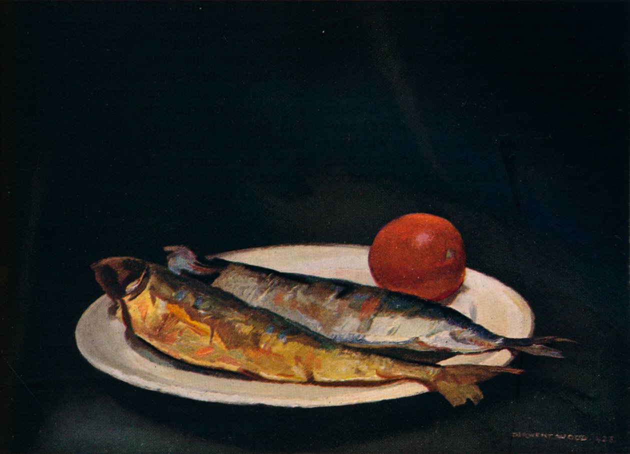 Haringen op een bord, ca. 1910 door Francis Derwent Wood