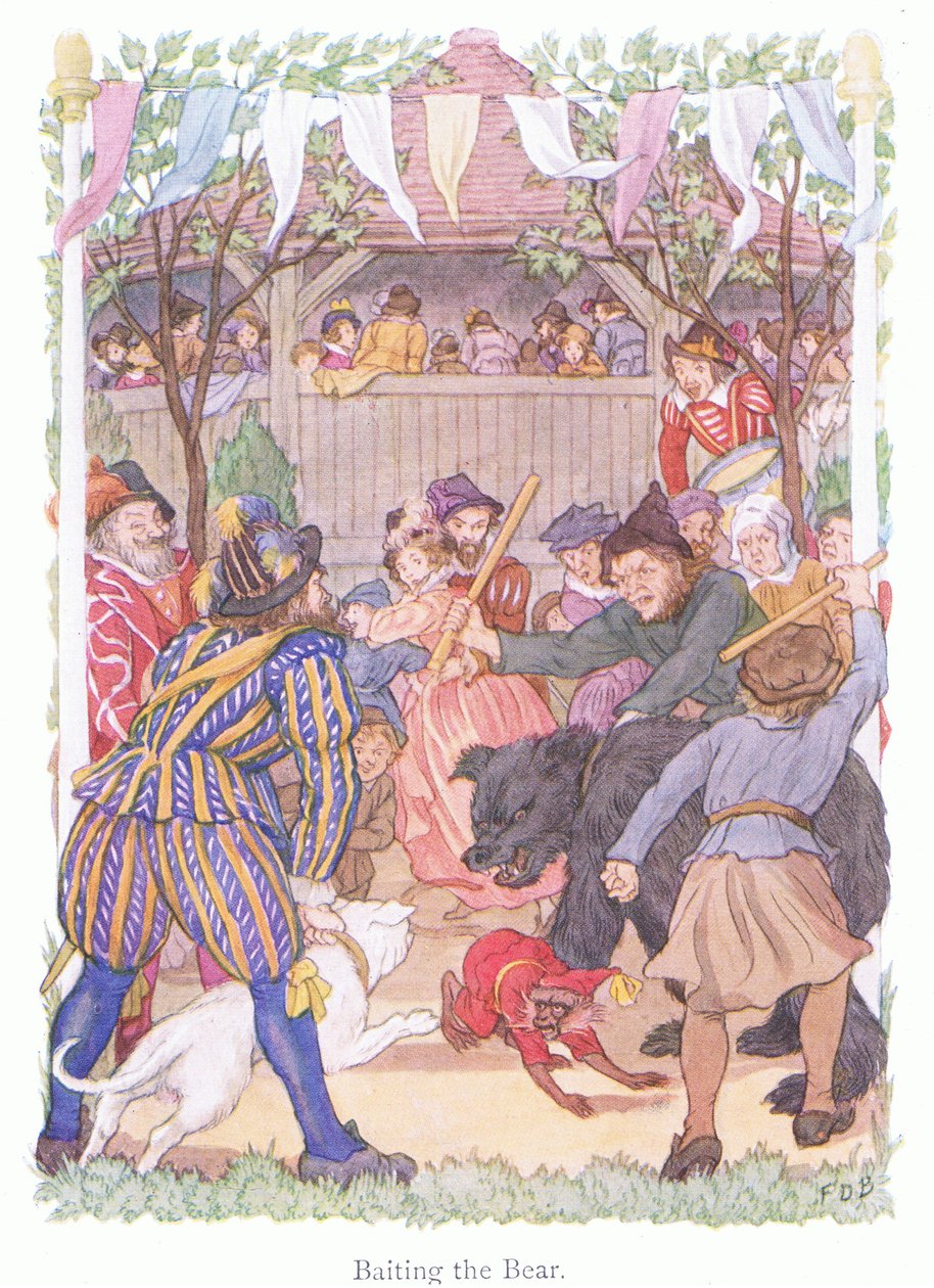 De beer lokken (kleurenlitho) door Francis Donkin Bedford