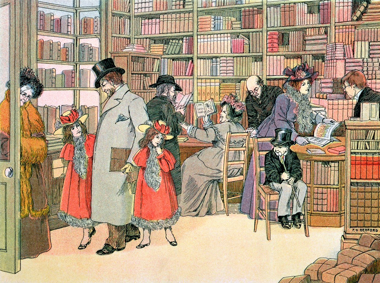 De boekwinkel, 1899 door Francis Donkin Bedford
