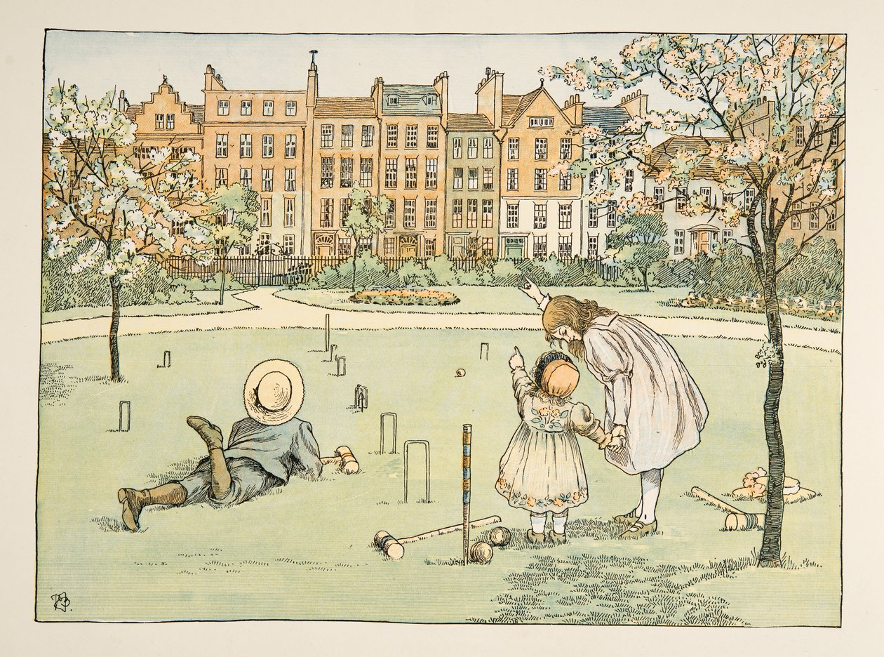 De schoorsteenveger, uit Four and Twenty Toilers, pub. 1900 (kleurenlitho) door Francis Donkin Bedford