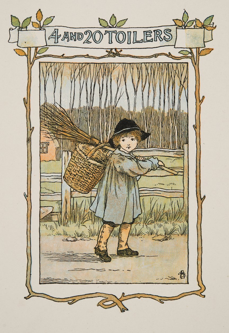 Vignet uit Four and Twenty Toilers, pub. 1900 (kleurenlitho) door Francis Donkin Bedford