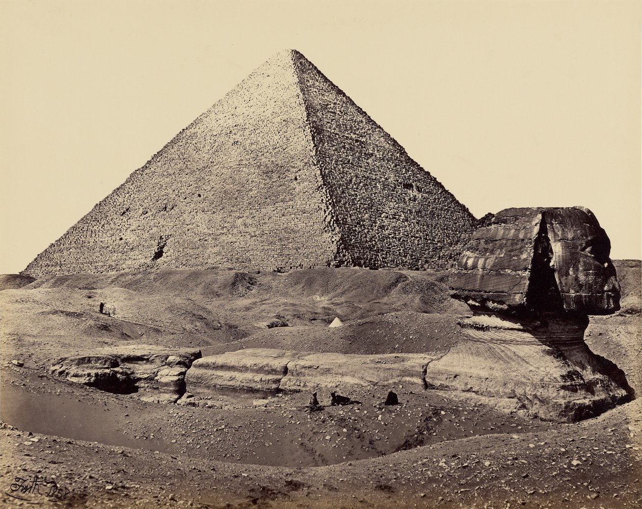 De Grote Piramide en de Sfinx door Francis Frith
