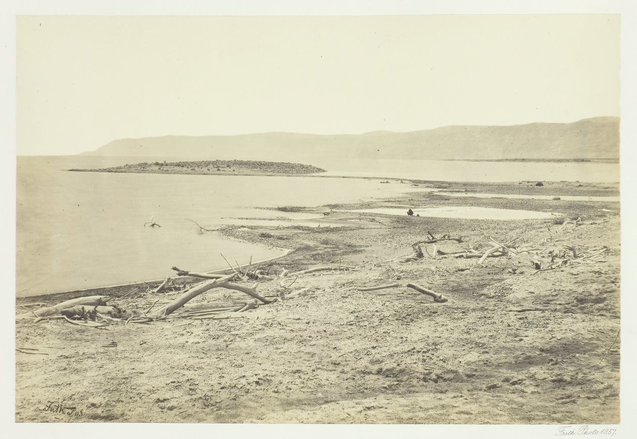 De noordkust van de Dode Zee, 1857 door Francis Frith
