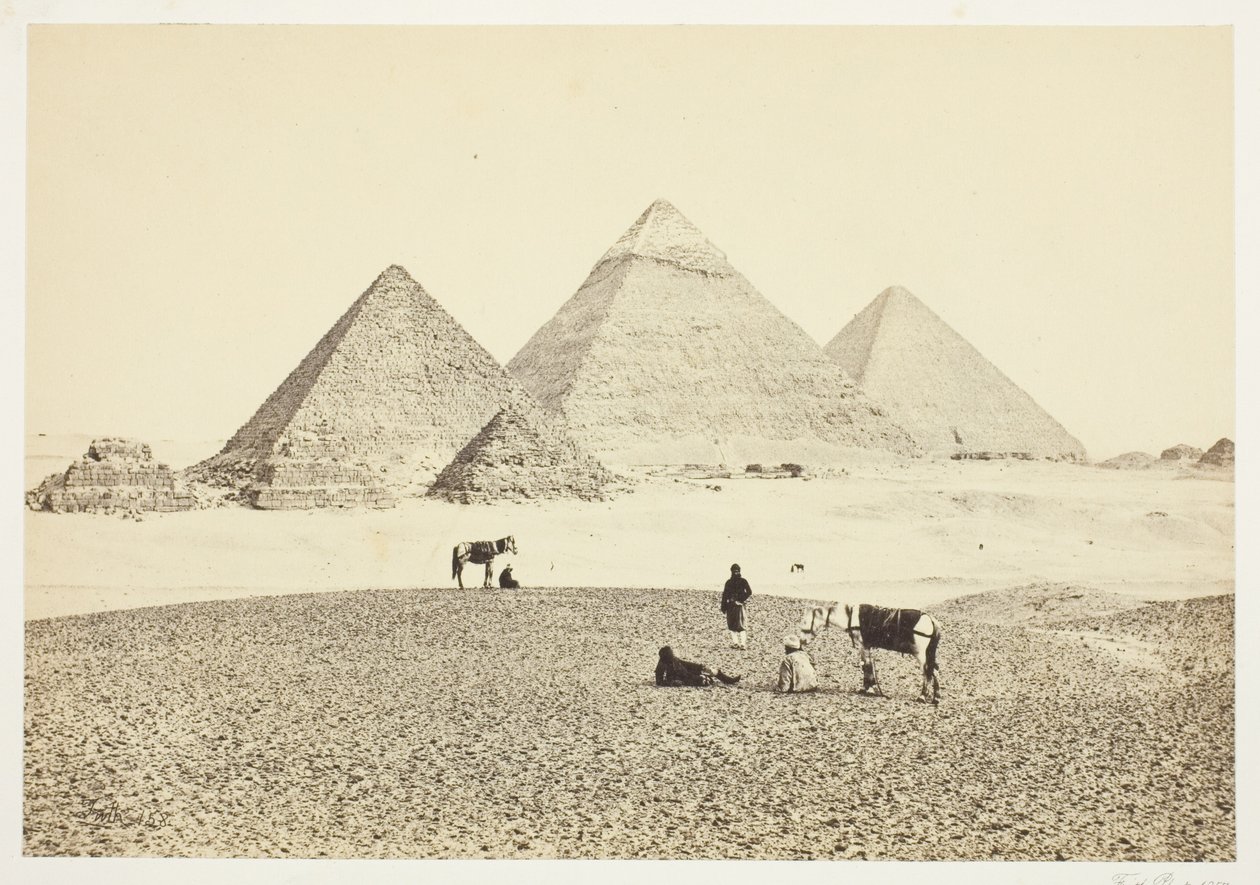 De piramides van El Geezeh, vanuit het zuidwesten door Francis Frith