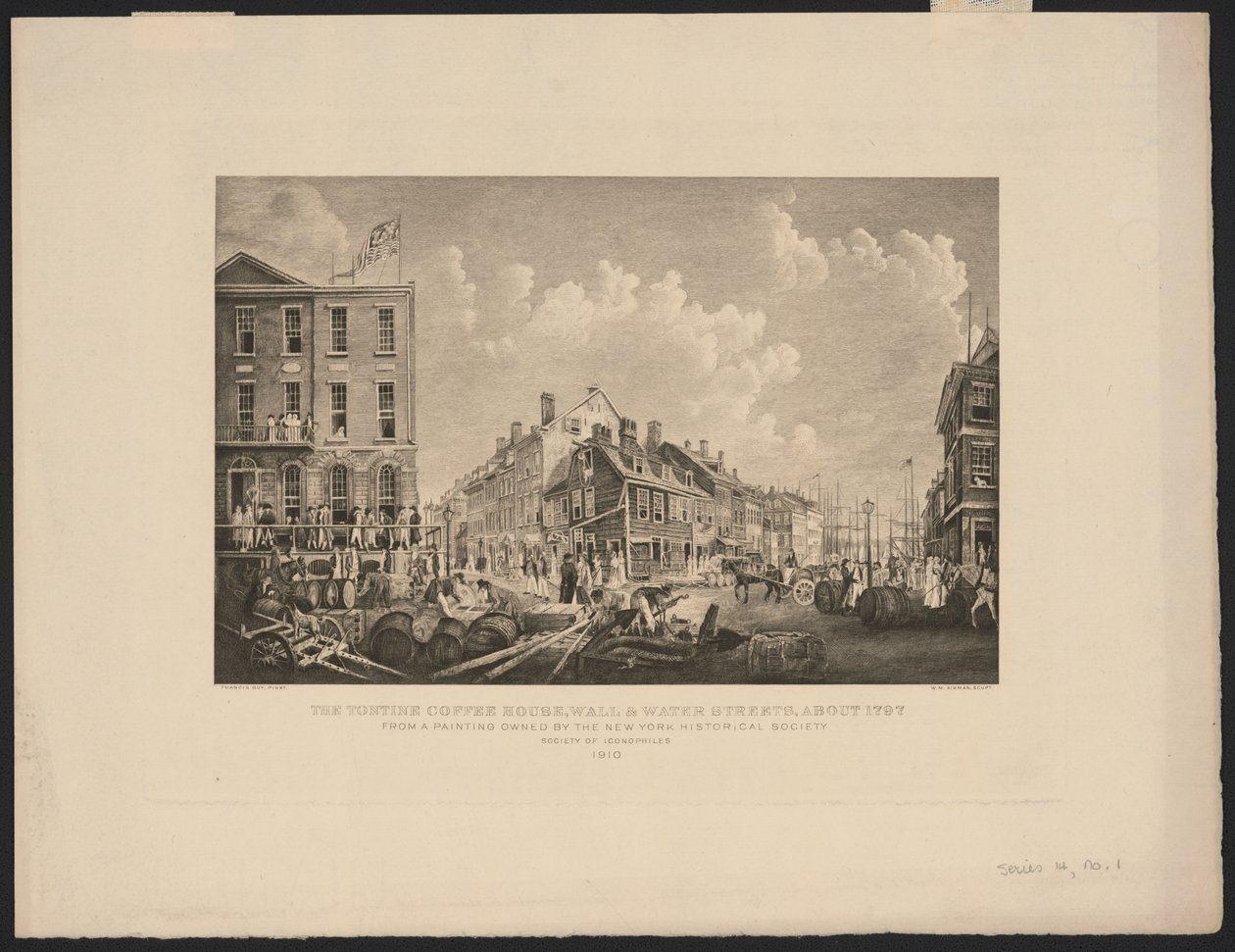 Tontine Coffee House op Wall Street, New York door Francis Guy