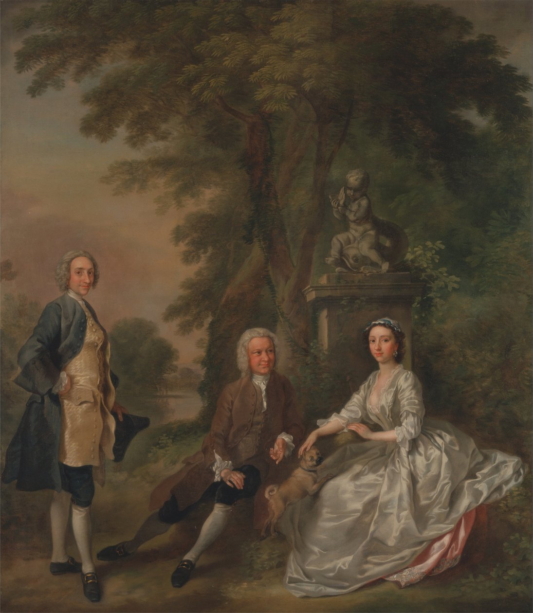 Jonathan Tyers, met zijn dochter Elizabeth en haar man John Wood door Francis Hayman