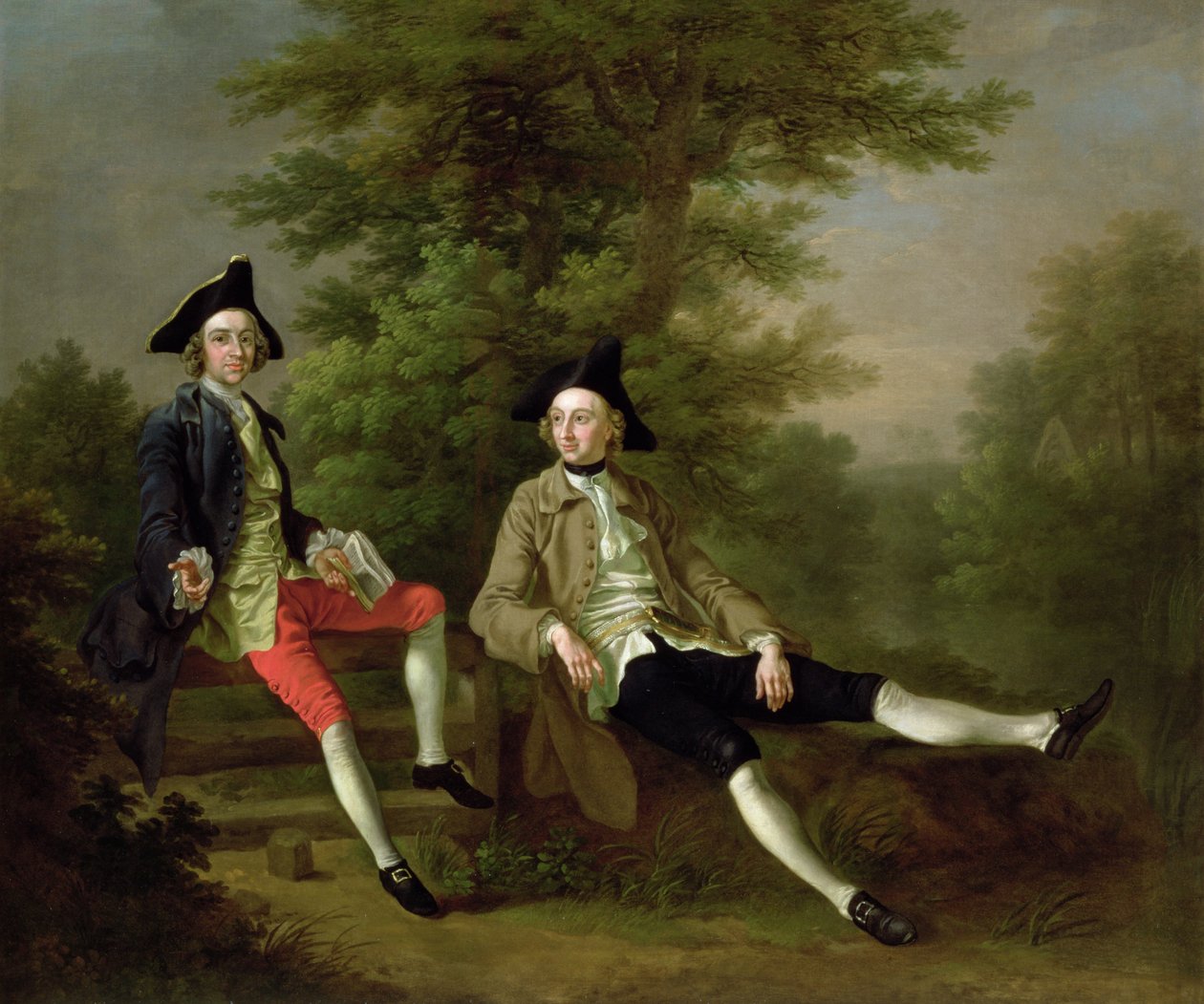 Portret van David Garrick (1717-79) (links) en William Windham van Felbrigg (1717-61) (rechts) ca. 1745 door Francis Hayman