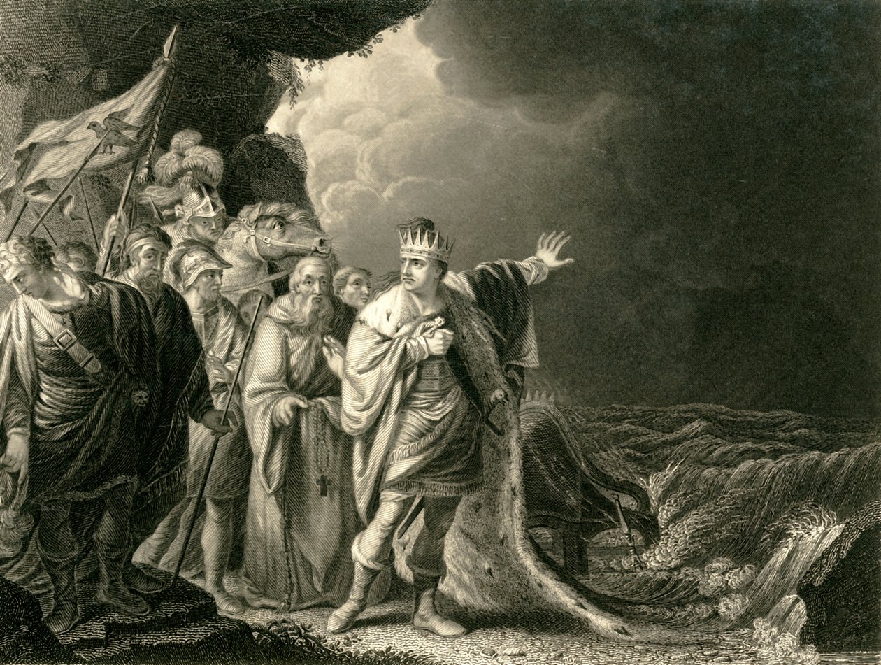 Canute berispt zijn hovelingen, c1840 door Francis Holl
