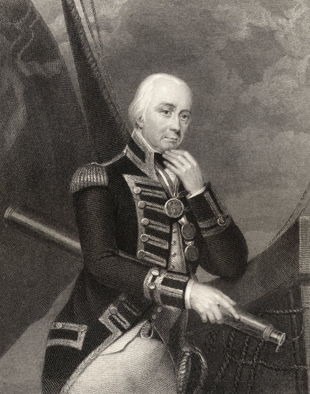 Admiraal Lord Cuthbert Collingwood, gegraveerd door W. Finden, uit 