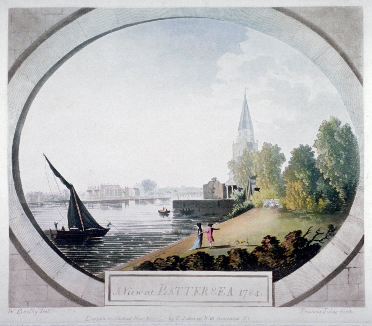 Een uitzicht op Battersea door Francis Jukes