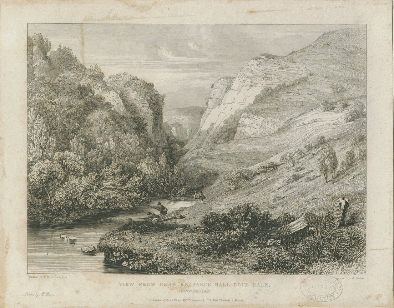 Dovedale - landschap: gravure door Francis Legatt Chantrey