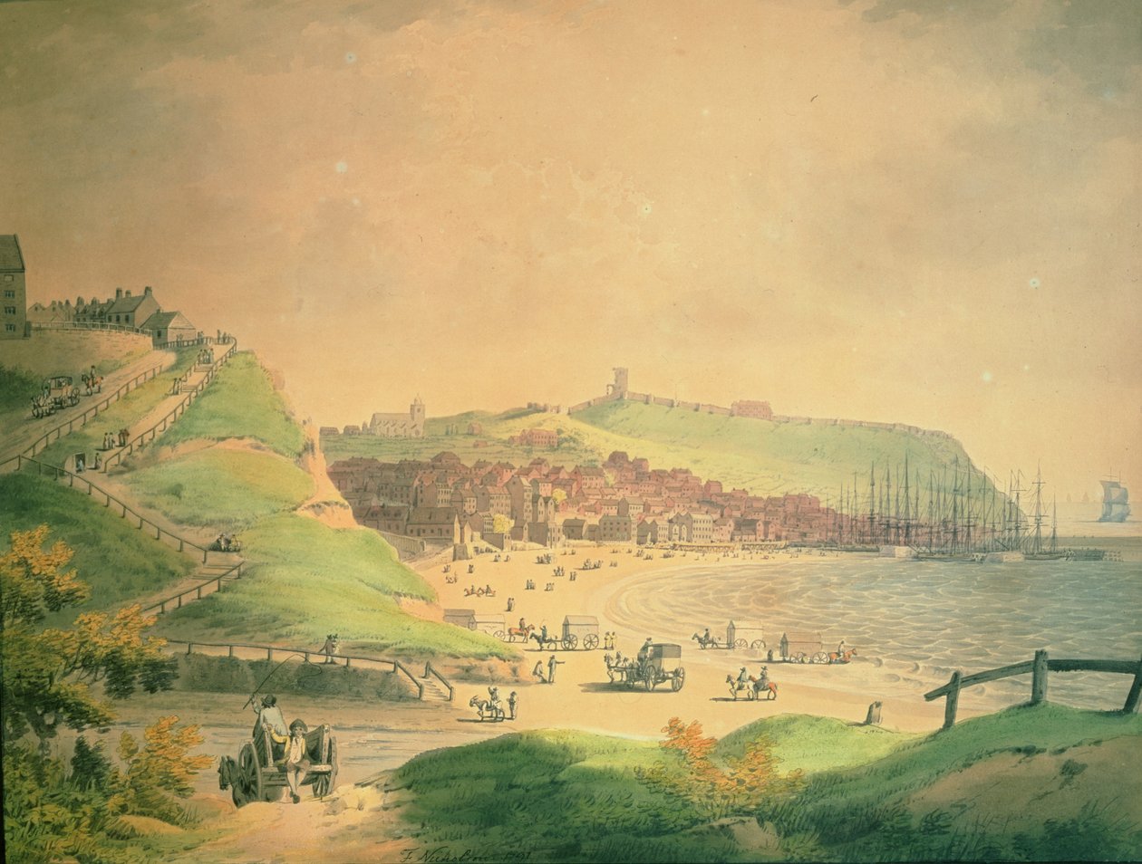 De zuidelijke baai van Scarborough, 1790 door Francis Nicholson