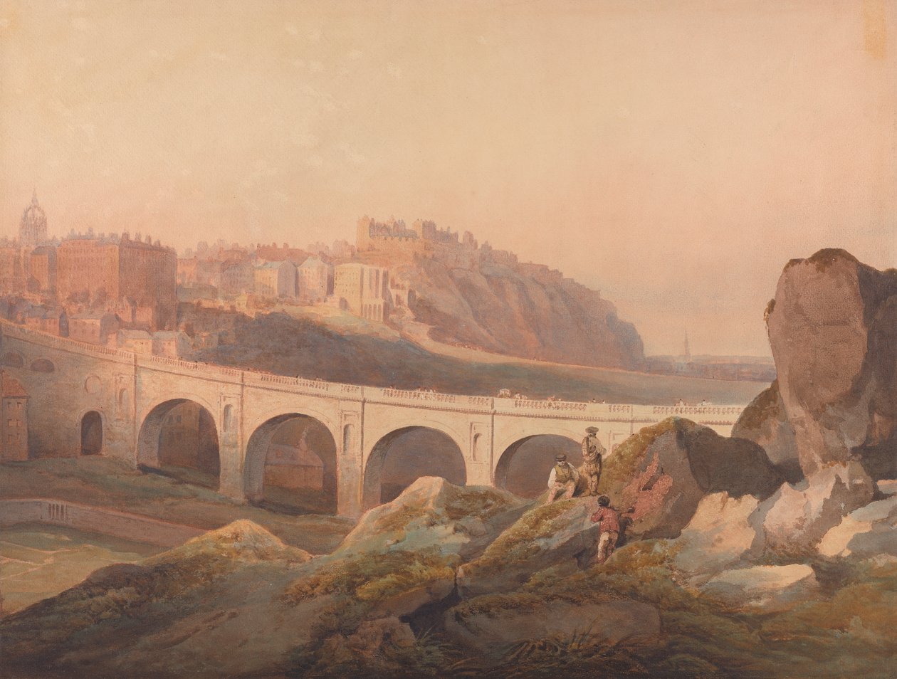 Uitzicht op Edinburgh vanaf Calton Hill door Francis Nicholson