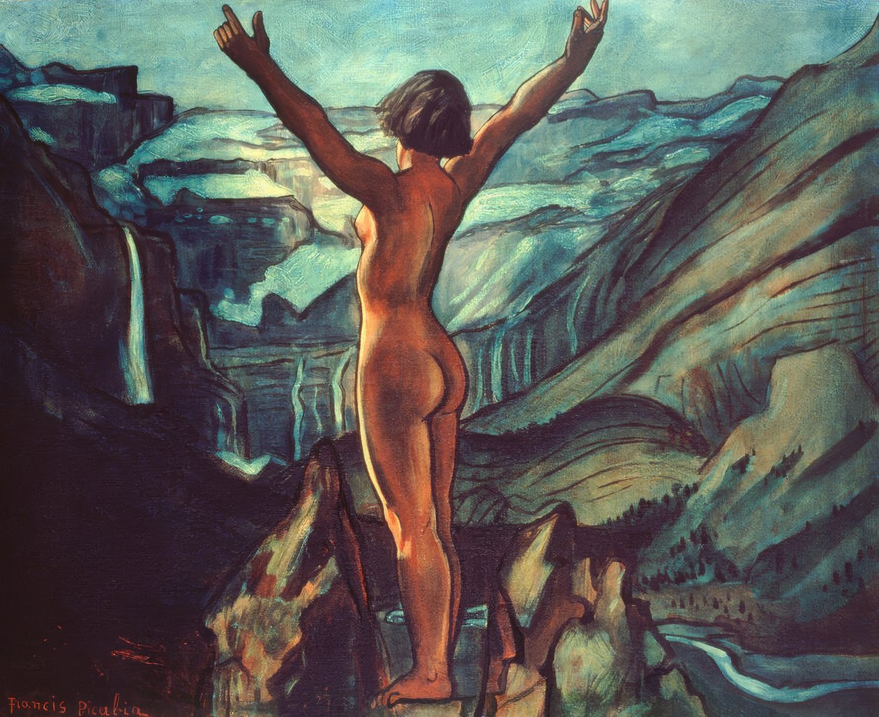 Naakt voor een landschap door Francis Picabia