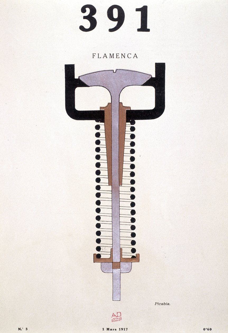 Cover van "391" van Picabia (1879-1953), nr. 3 van 01/03/1917 (litho) door Francis Picabia