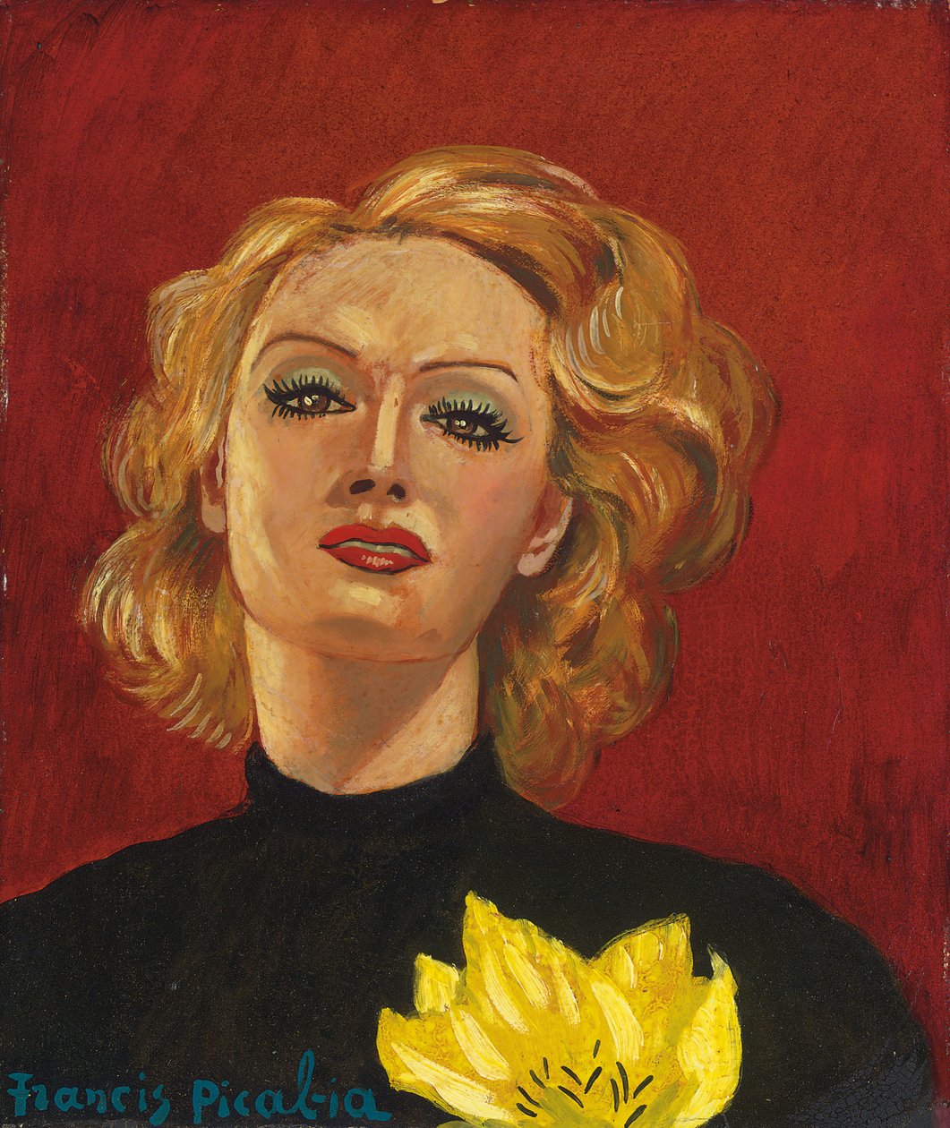 Vrouw met gele bloem, ca. 1941-2 (olieverf op board) door Francis Picabia