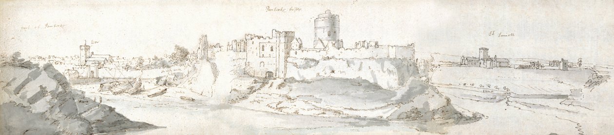 Pembroke Castle, ca. 1678 door Francis Place