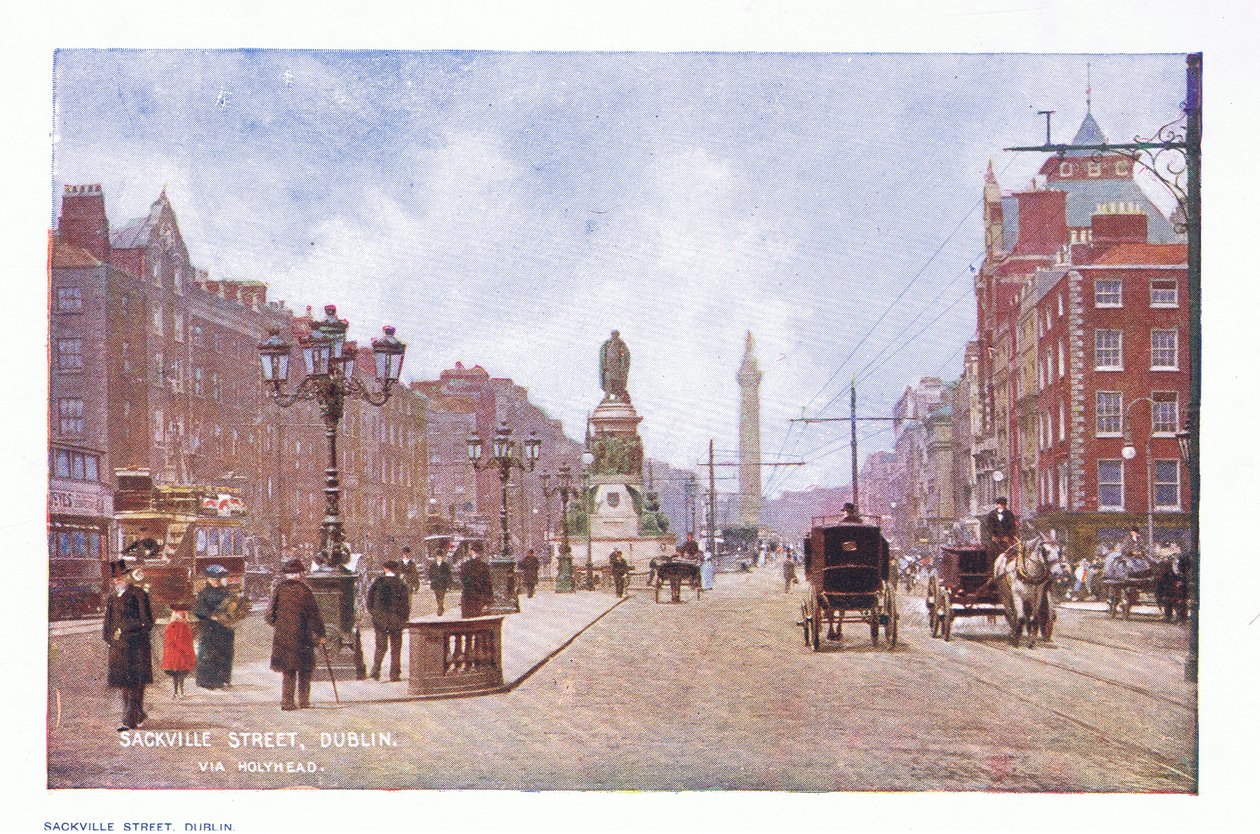 Sackville Street, Dublin, uit Peeps at Many Lands: Ierland gepubliceerd door Adams & Charles, 1909 door Francis S. Walker
