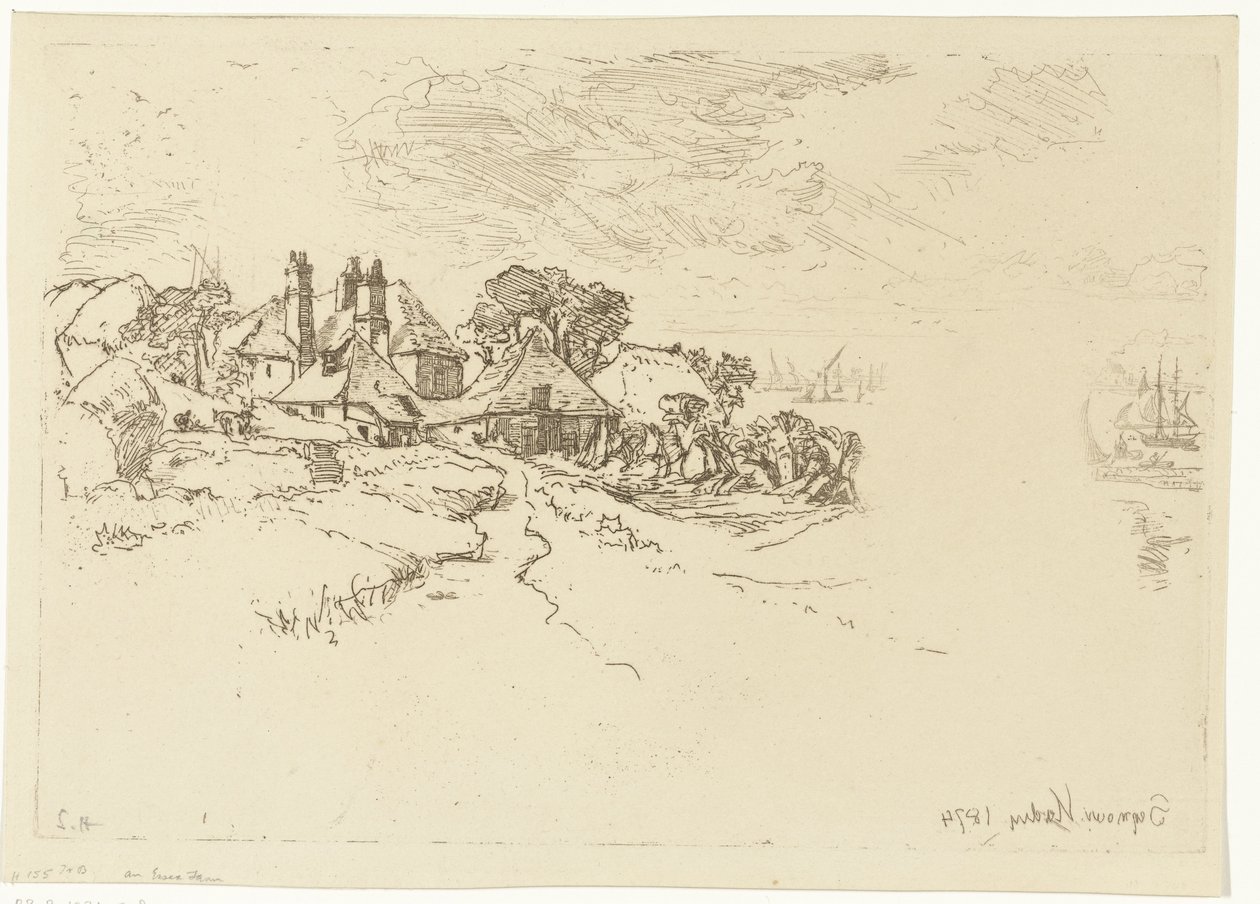 De boerderij in Essex door Francis Seymour Haden (Sir) (signed by artist)
