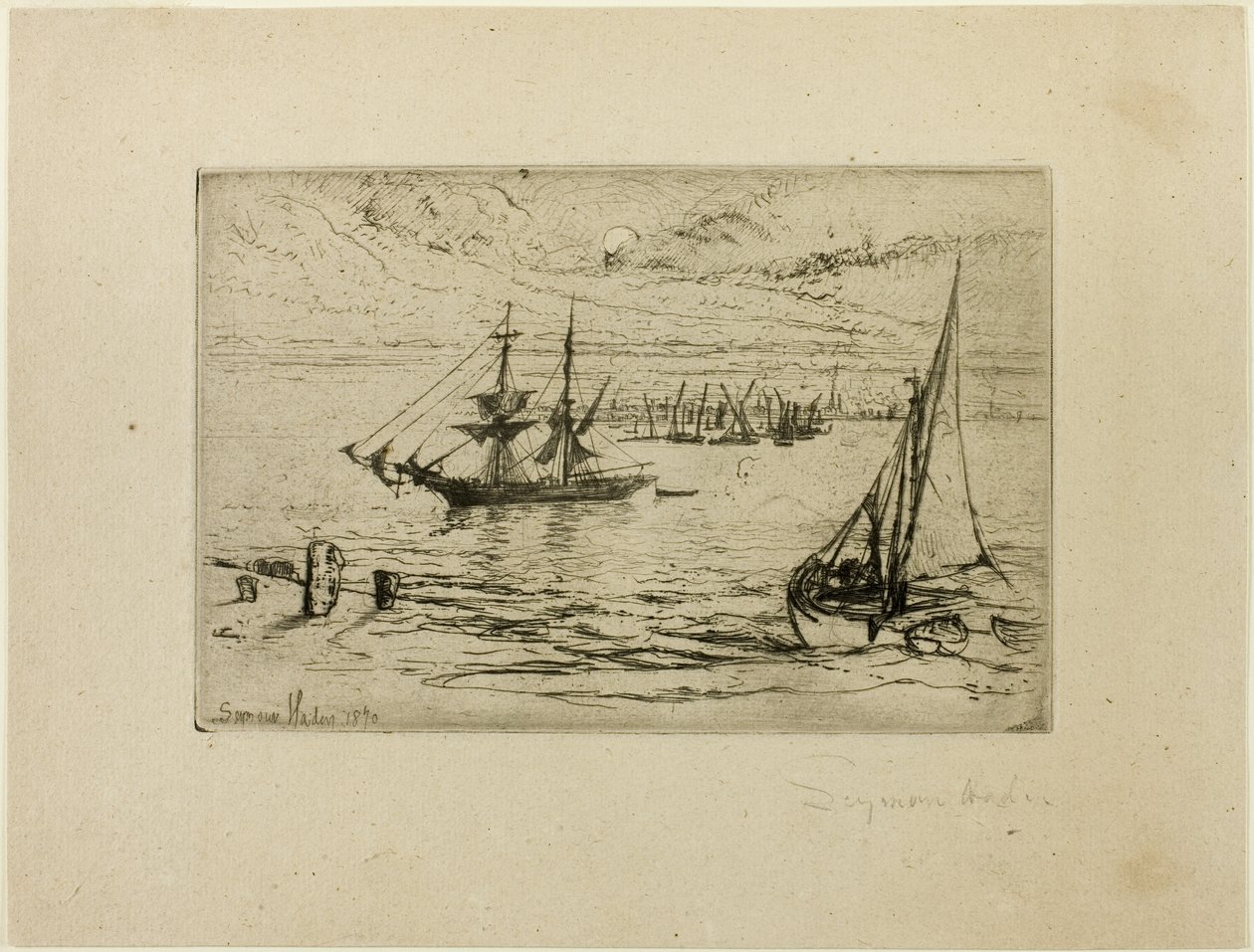 Een brig voor anker door Francis Seymour Haden
