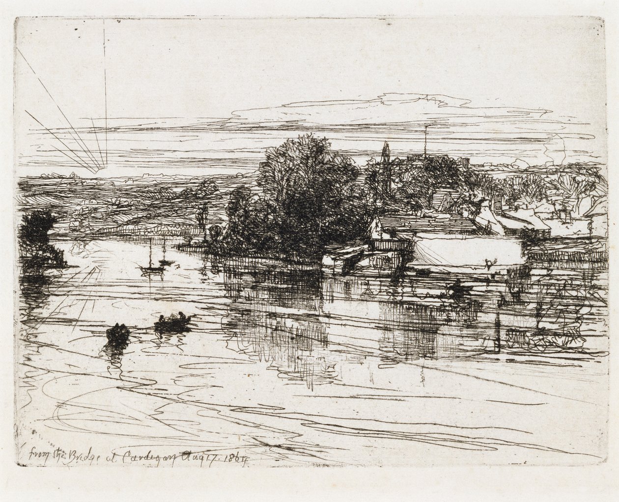 Vanaf de Brug bij Cardigan door Francis Seymour Haden