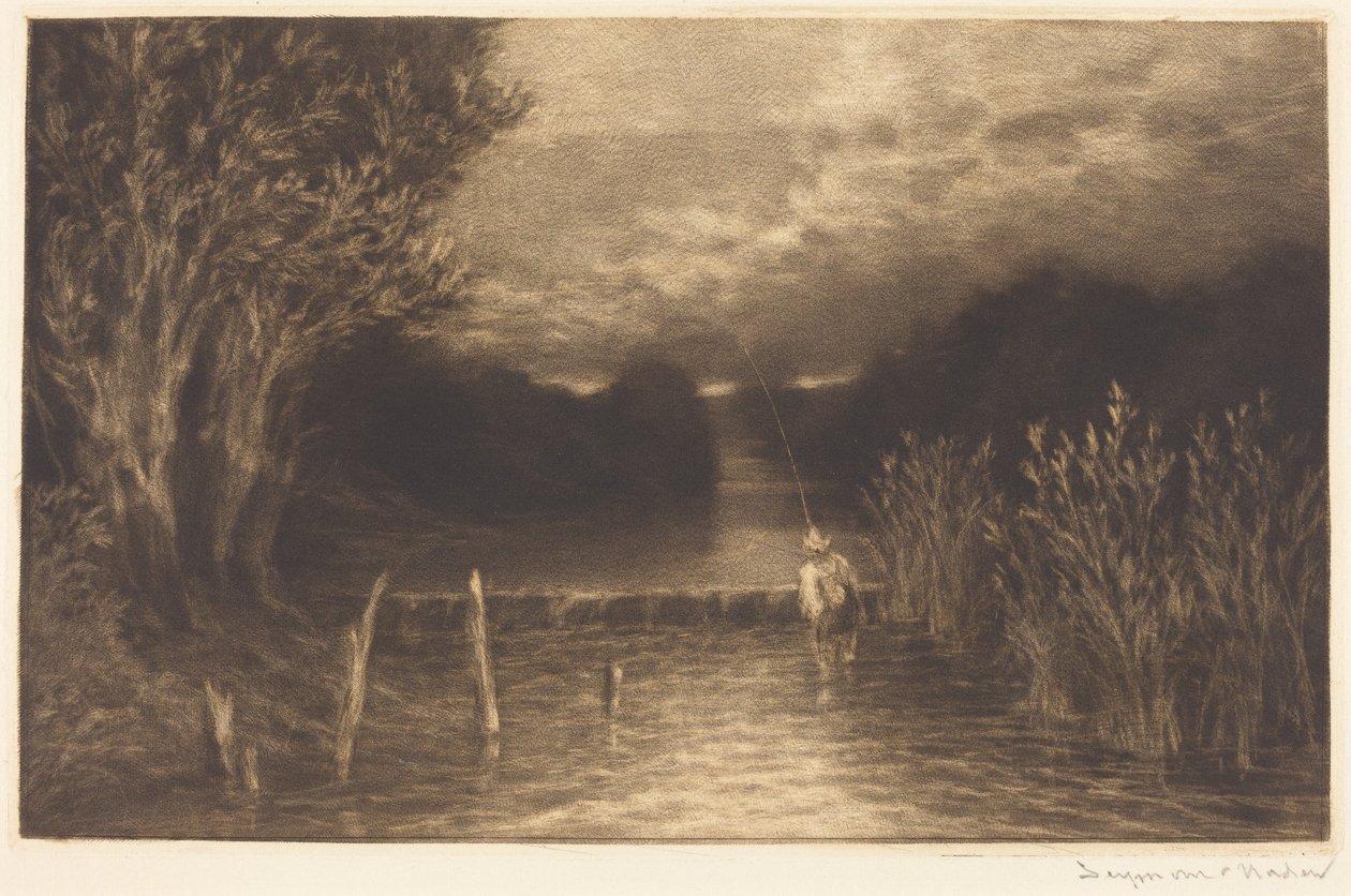 Vissen op vlagzalm door Francis Seymour Haden