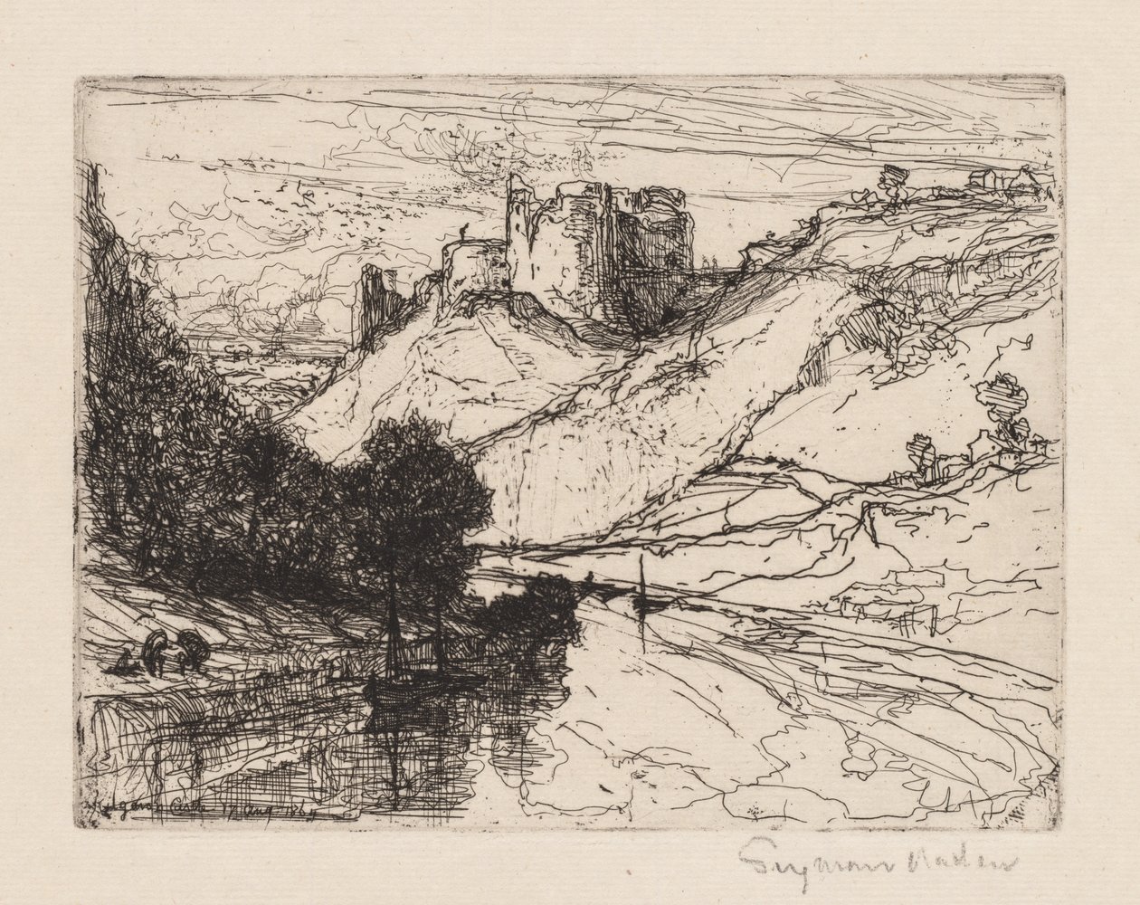 Kilgaren Kasteel, 1864 door Francis Seymour Haden