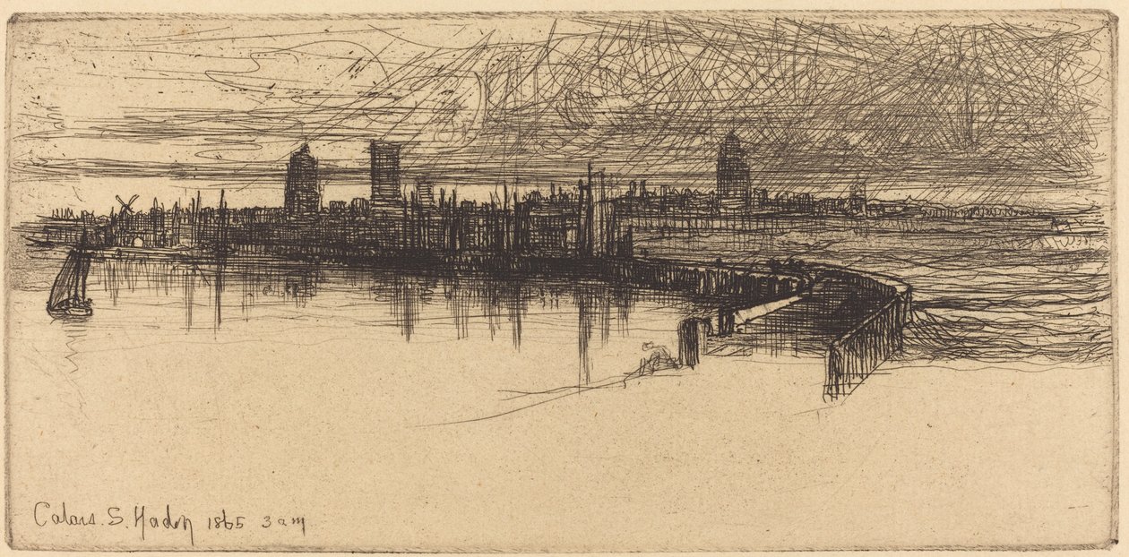 Kleine Calais Pier door Francis Seymour Haden